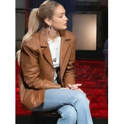 Gigi Hadid Beat Bobby Flay 2025 Brown Jacket